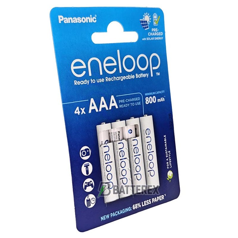 4 акумулятори AAA Panasonic Eneloop 800 mah BK-4MCDE 4CP CartonPack EcoBox в картонній еко-упаковці