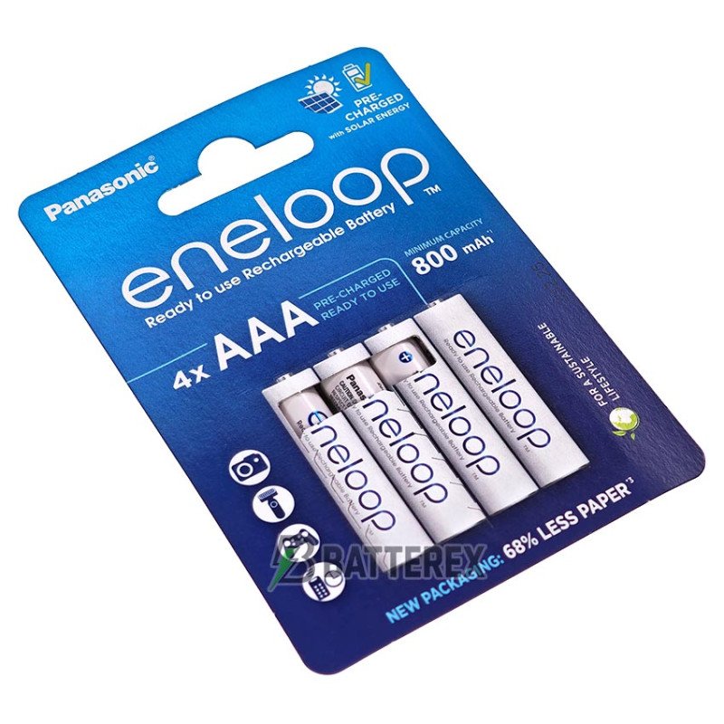 4 акумулятори AAA Panasonic Eneloop 800 mah BK-4MCDE 4CP CartonPack EcoBox в картонній еко-упаковці