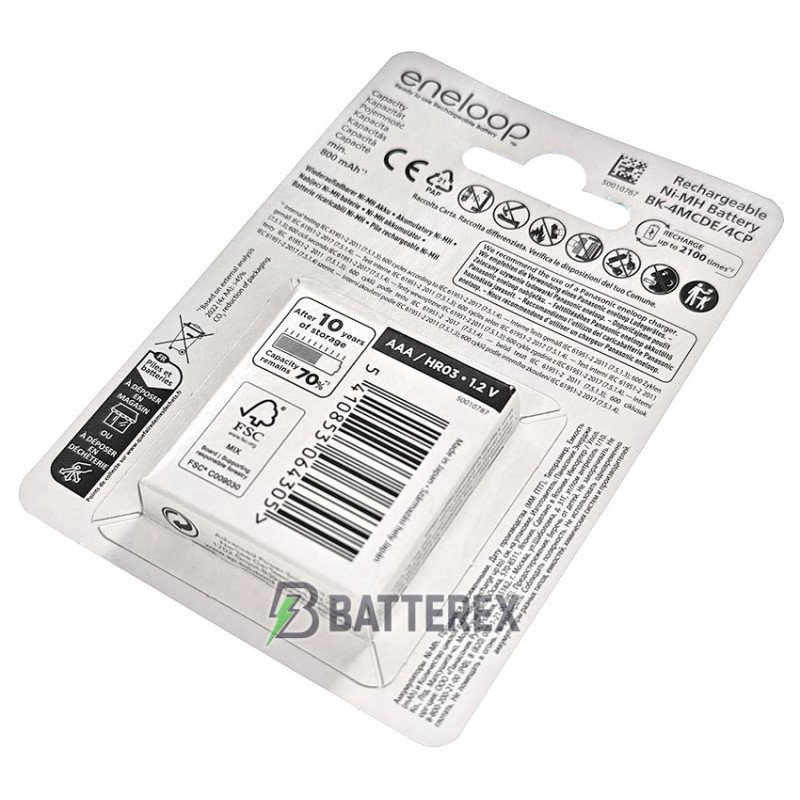 4 акумулятори AAA Panasonic Eneloop 800 mah BK-4MCDE 4CP CartonPack EcoBox в картонній еко-упаковці