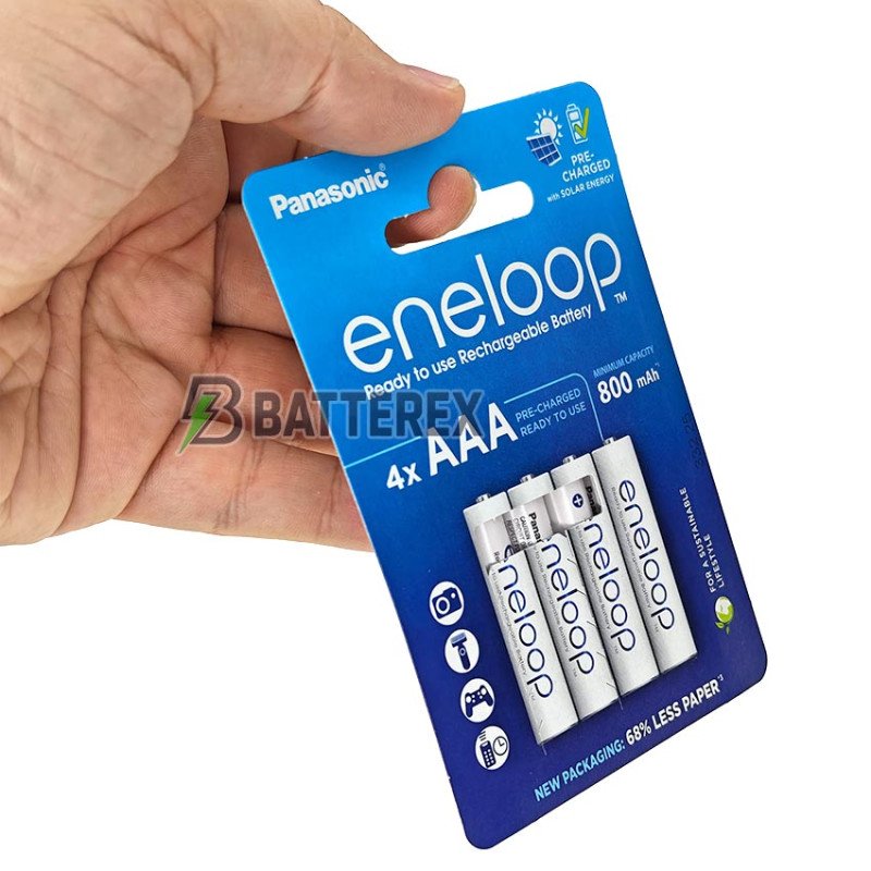4 акумулятори AAA Panasonic Eneloop 800 mah BK-4MCDE 4CP CartonPack EcoBox в картонній еко-упаковці