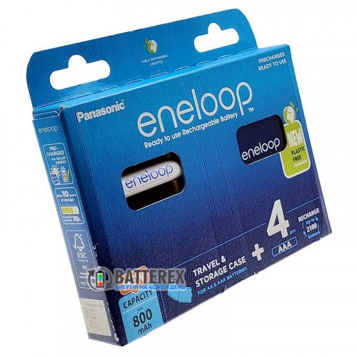 AAA Panasonic Eneloop 800 mah BK-4MCDE C4BE EcoBox - набір 4 акумулятори та фірмовий бокс Eneloop для зберігання