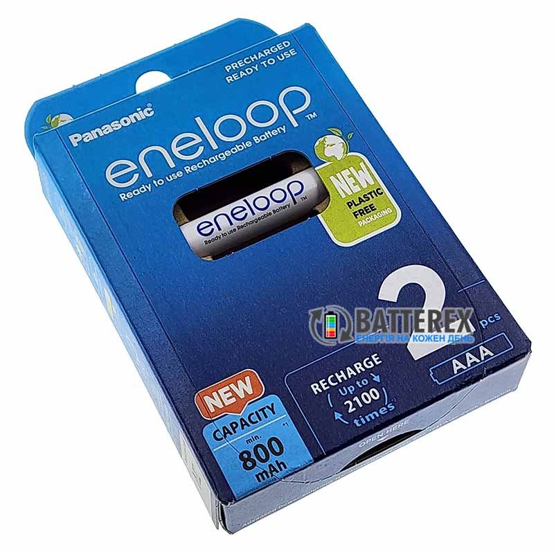 2 аккумулятора AAA Panasonic Eneloop 8100 mah BK-4MCDE 2BE EcoBox в картонной эко-упаковке 