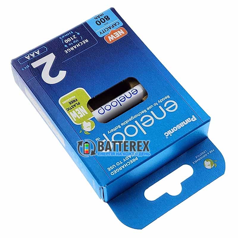 2 аккумулятора AAA Panasonic Eneloop 8100 mah BK-4MCDE 2BE EcoBox в картонной эко-упаковке 