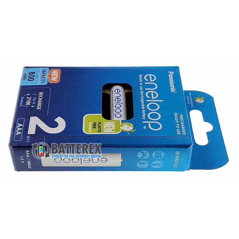 2 аккумулятора AAA Panasonic Eneloop 8100 mah BK-4MCDE 2BE EcoBox в картонной эко-упаковке 