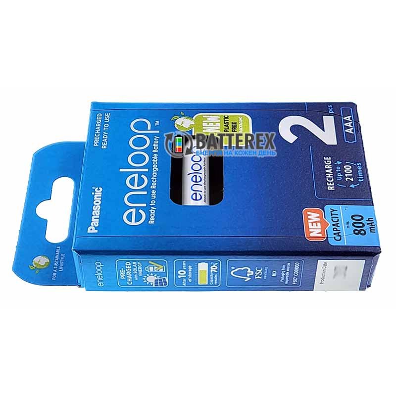 2 аккумулятора AAA Panasonic Eneloop 8100 mah BK-4MCDE 2BE EcoBox в картонной эко-упаковке 