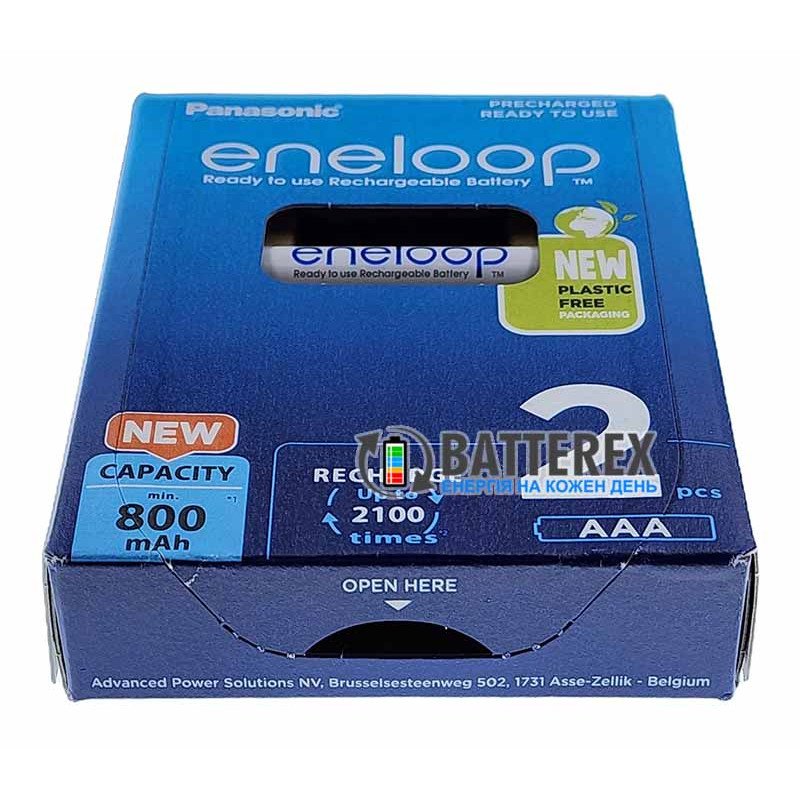 2 аккумулятора AAA Panasonic Eneloop 8100 mah BK-4MCDE 2BE EcoBox в картонной эко-упаковке 