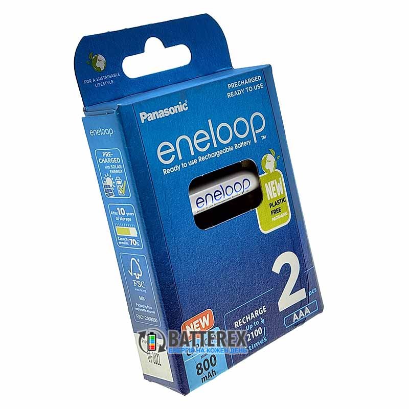 2 аккумулятора AAA Panasonic Eneloop 8100 mah BK-4MCDE 2BE EcoBox в картонной эко-упаковке 