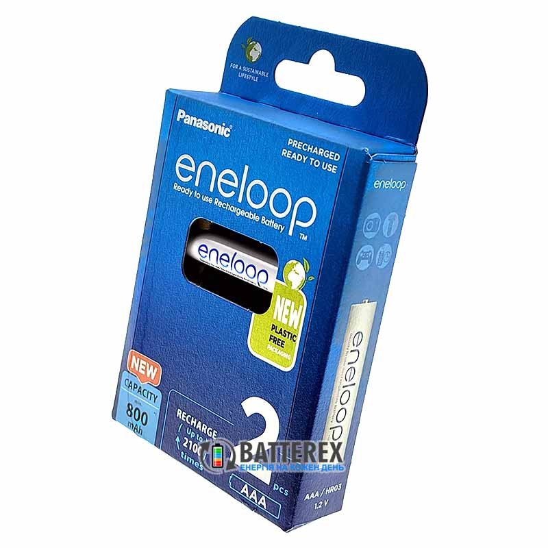 2 аккумулятора AAA Panasonic Eneloop 8100 mah BK-4MCDE 2BE EcoBox в картонной эко-упаковке 
