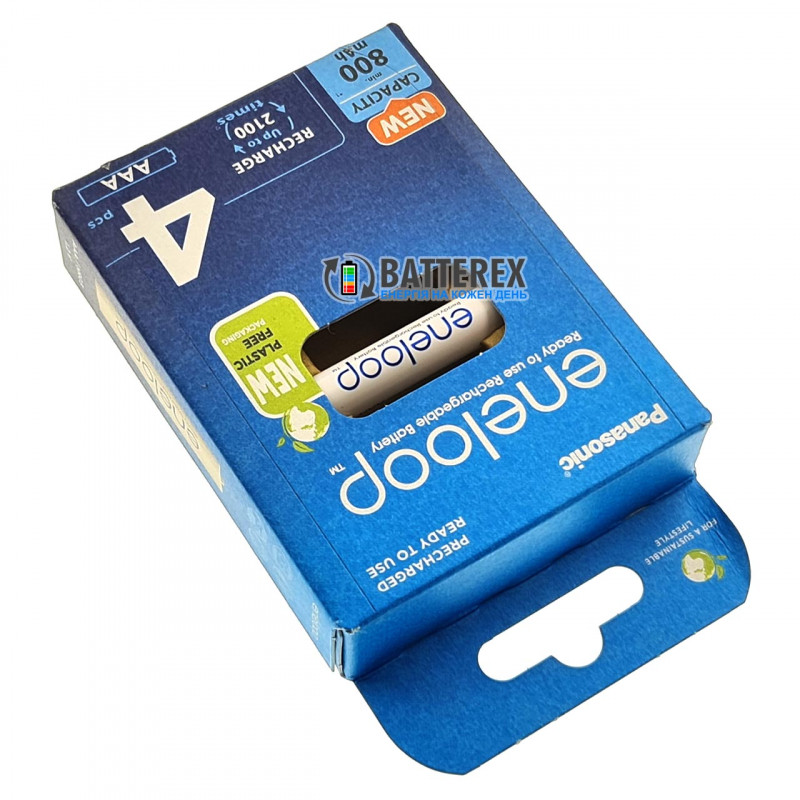 4 аккумулятора AAA Panasonic Eneloop 8100 mah BK-4MCDE 4BE EcoBox в картонной эко-упаковке 