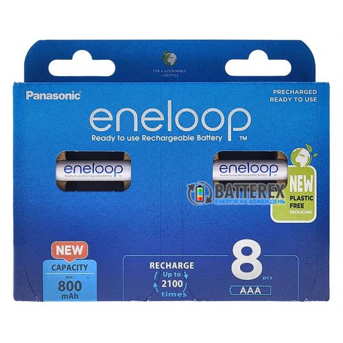 AAA Panasonic Eneloop 800 mah BK-4MCDE/8BE EcoBox, 8 шт в картонній еко-упаковці