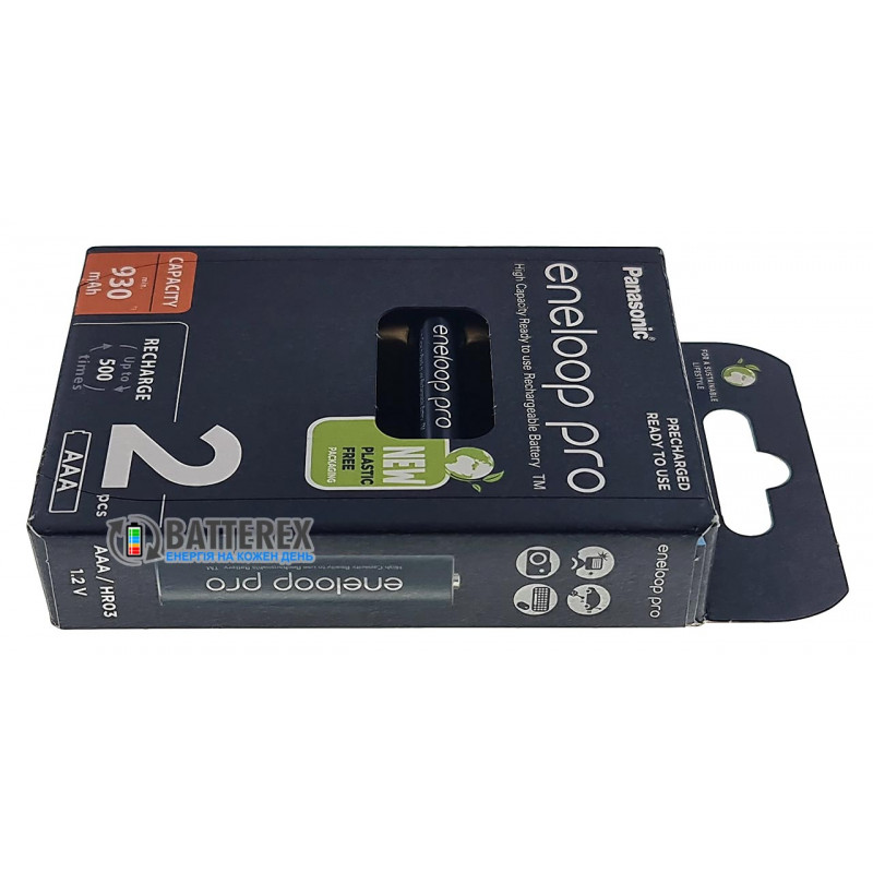 Акумулятори AAA Panasonic Eneloop Pro 980 mah BK-4HCDE - 2 шт. в картонній еко-упаковці EcoBox - Оригінал-Японія
