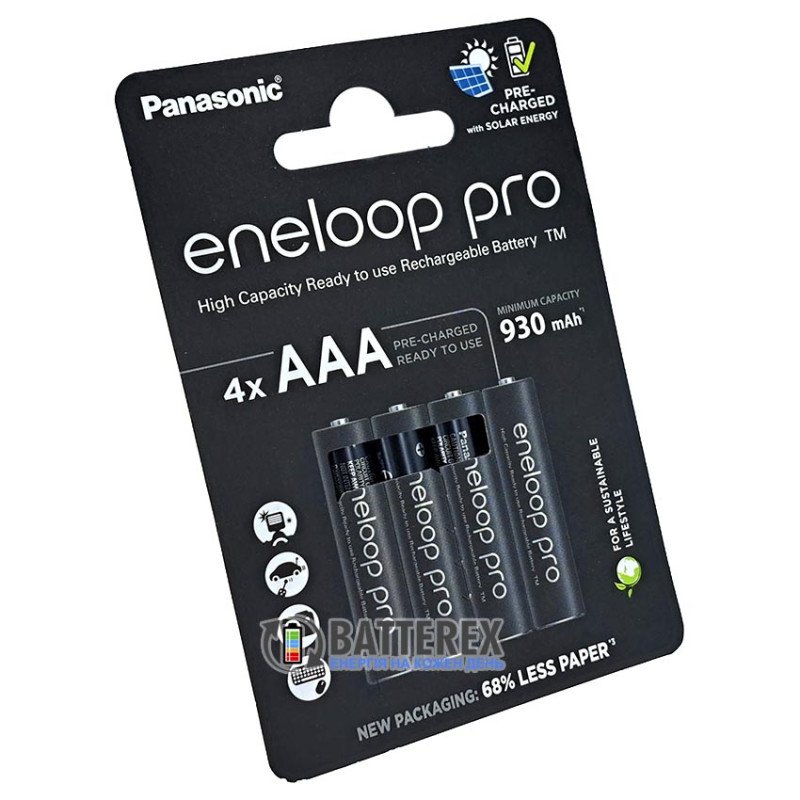 Акумулятори AAA Panasonic Eneloop Pro 980 mah BK-4HCDE4CP EcoBox - 4 шт в картонній еко-упаковці - 2023 рік - Оригінал Японія