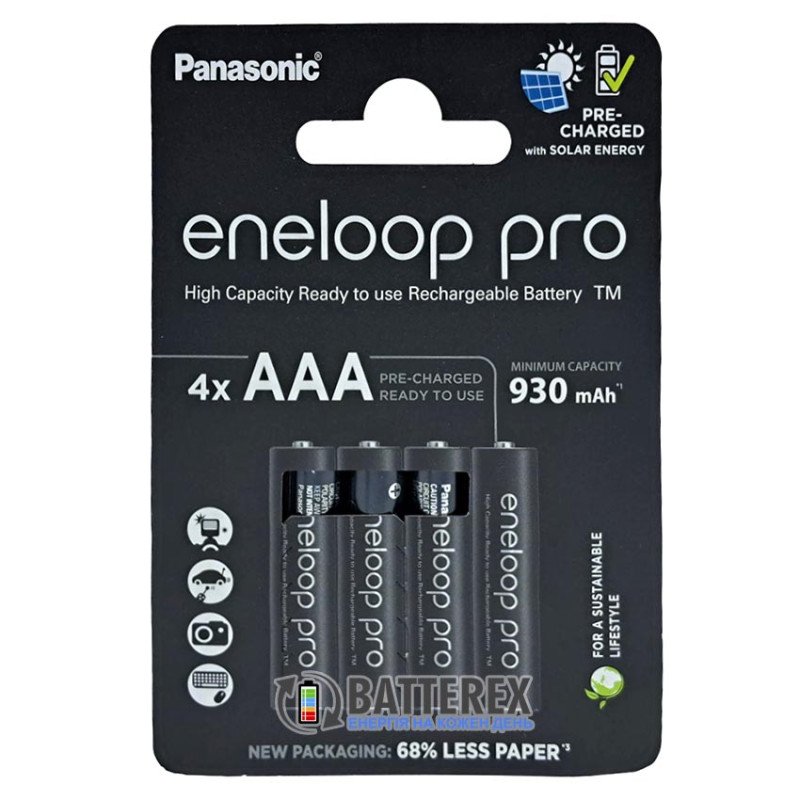 Акумулятори AAA Panasonic Eneloop Pro 980 mah BK-4HCDE4CP EcoBox - 4 шт в картонній еко-упаковці - 2023 рік - Оригінал Японія