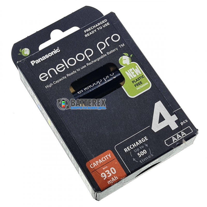 Акумулятори AAA Panasonic Eneloop Pro 980 mah BK-4HCDE 4 шт. в картонній екологічній упаковці EcoBox - Оригінал-Японія