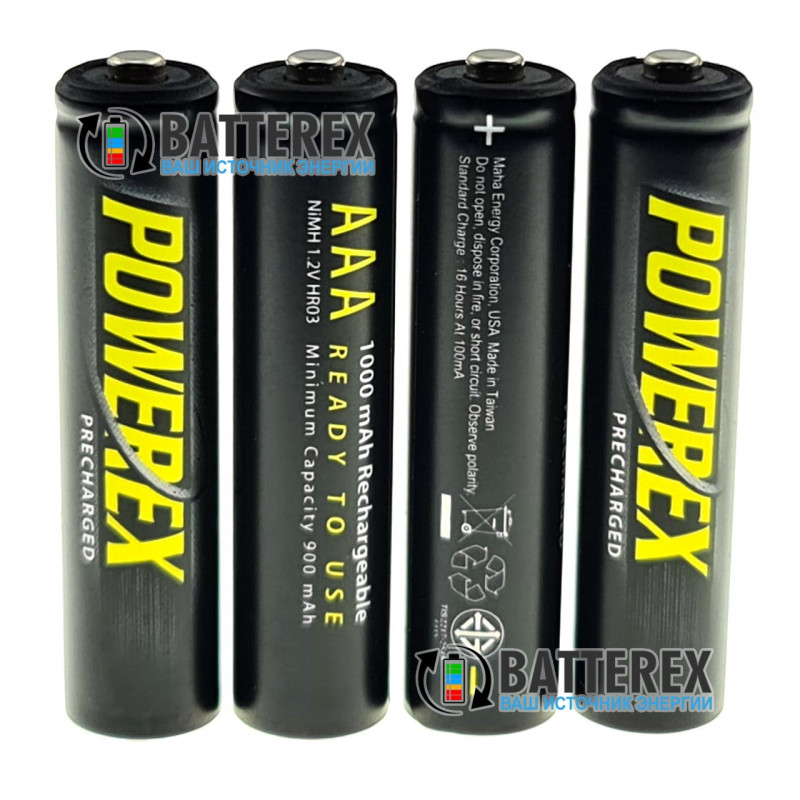 Минипальчиковые AAA аккумуляторы Powerex 1000 mah - 4 шт. в блистере