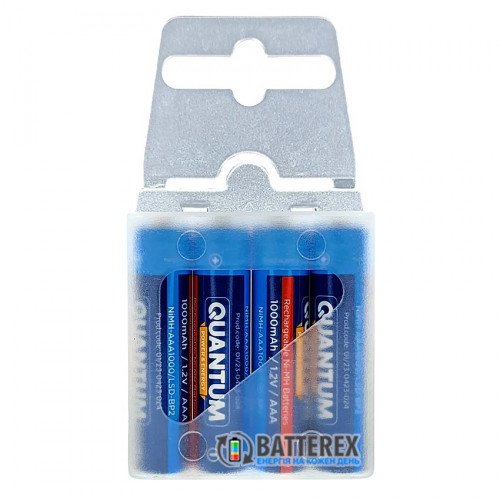 AAA Quantum 1000mah NiMH 1.2V, предзаряжены, низкий саморазряд, упаковка 4 шт. пластиковом кейсе