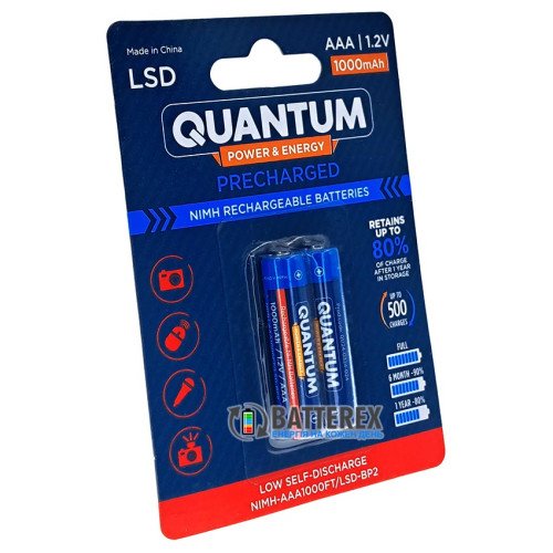 AAA Quantum 1000mah NiMH 1.2V High Flat Top технический аккумулятор, упаковка 2 шт.