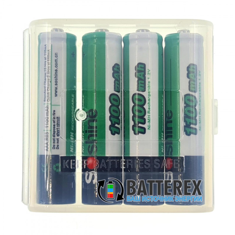 Акумулятори AAA Soshine 1100 mah в пластиковому боксі