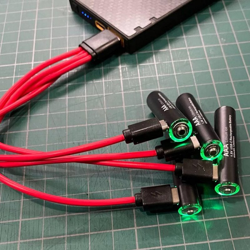 Акумулятори AAA Li-ion Soshine 1.5V 600mWh із зарядкою від USB Type-C - комплект 4 акумулятори, зарядний кабель та бокс для зберігання