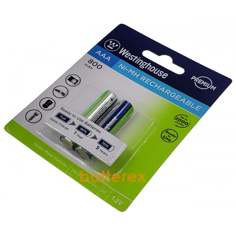 Акумулятори ААА Westinghouse Premium 800 mah 2000 циклів 2 штуки в картонному блістері