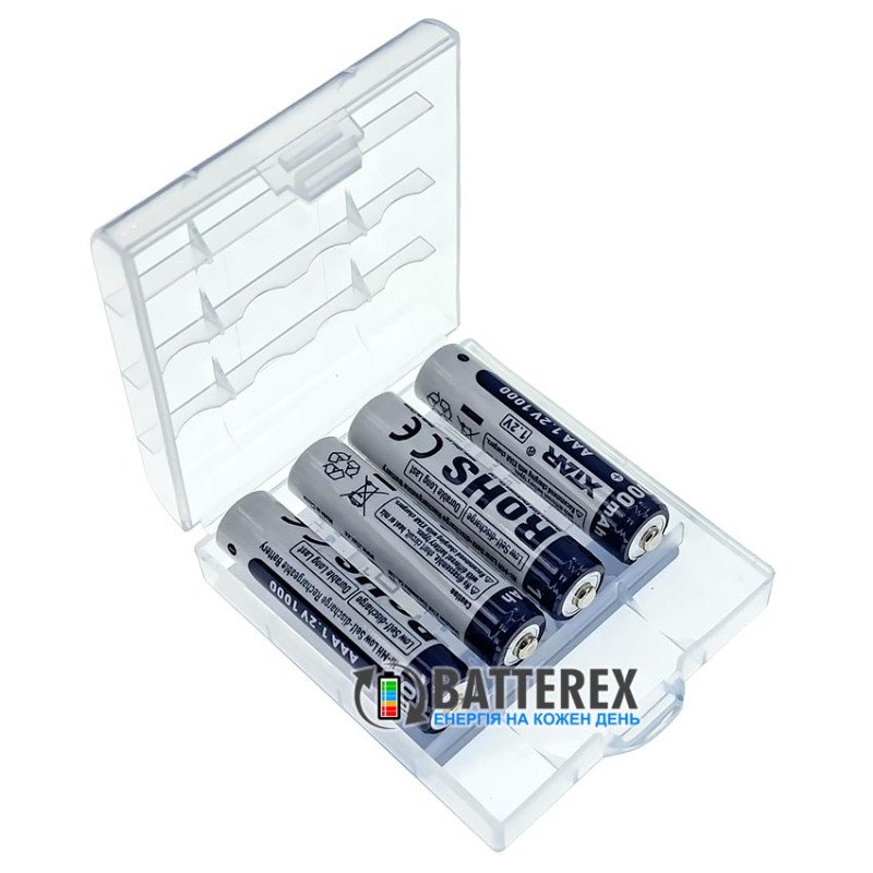 Мініпальчиковий ААА NiMH акумулятор XTAR 1000mah 1.2V із низьким саморозрядом, упаковка 4 шт. в пластиковому боксі