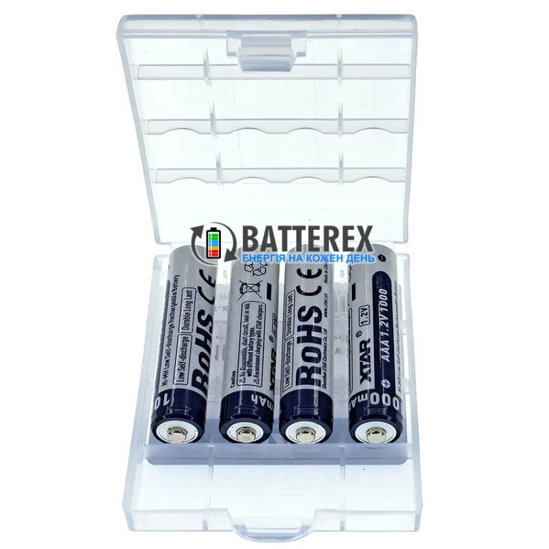 Мініпальчиковий ААА NiMH акумулятор XTAR 1000mah 1.2V із низьким саморозрядом, упаковка 4 шт. в пластиковому боксі