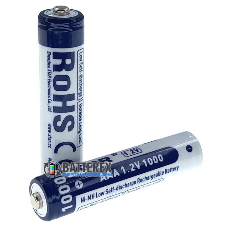 Мініпальчиковий ААА NiMH акумулятор XTAR 1000mah 1.2V із низьким саморозрядом, упаковка 4 шт. в пластиковому боксі