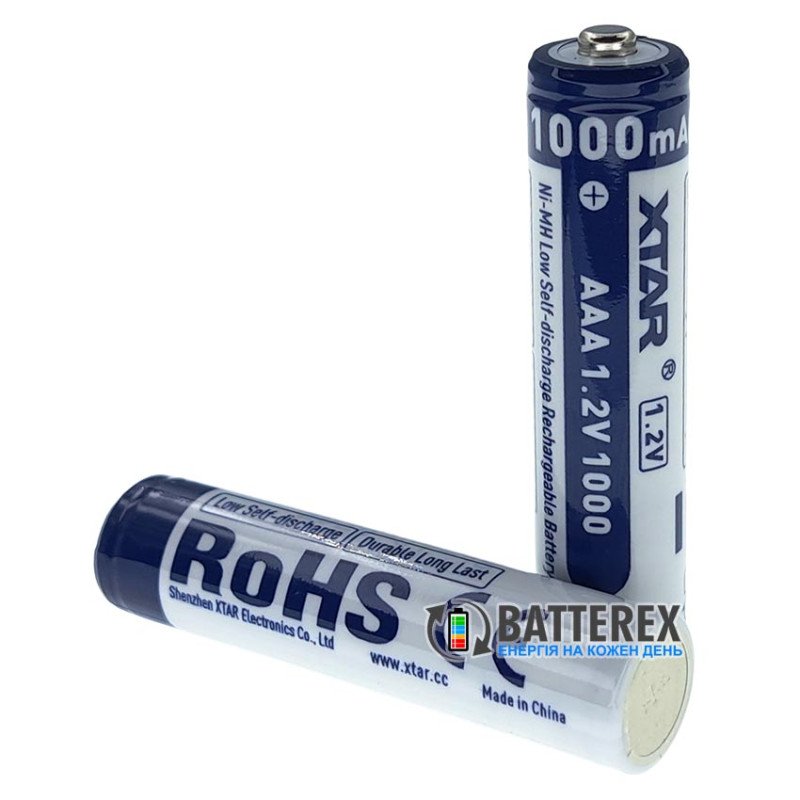 Мініпальчиковий ААА NiMH акумулятор XTAR 1000mah 1.2V із низьким саморозрядом, упаковка 4 шт. в пластиковому боксі