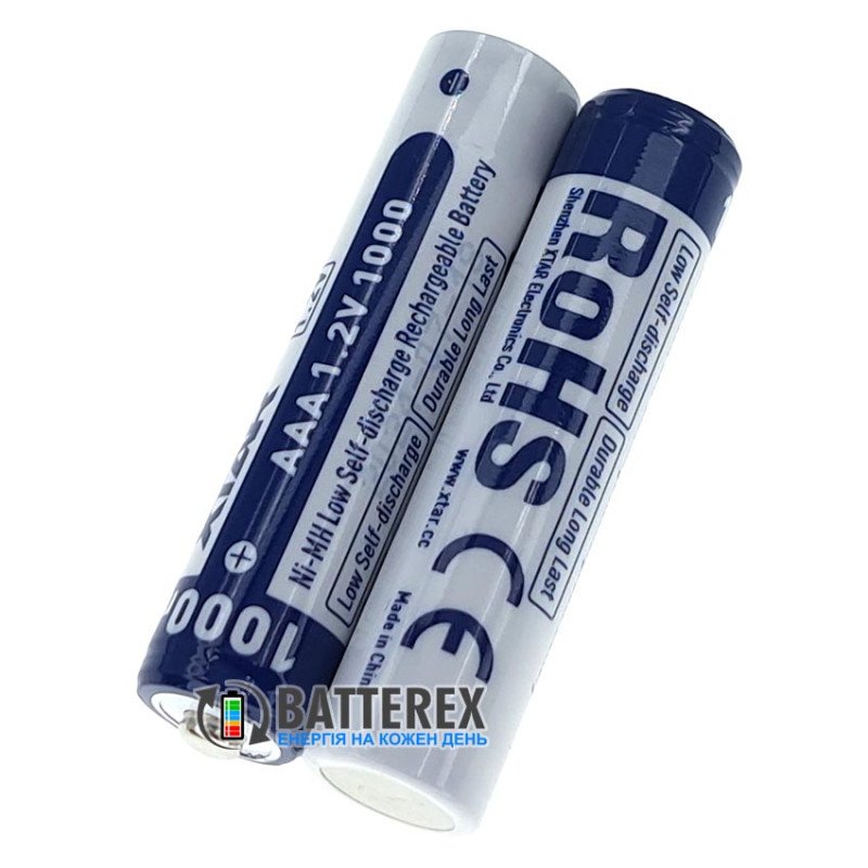 Мініпальчиковий ААА NiMH акумулятор XTAR 1000mah 1.2V із низьким саморозрядом, упаковка 4 шт. в пластиковому боксі
