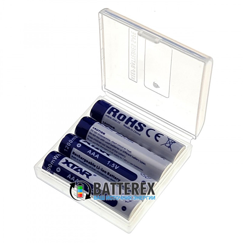 Акумулятори AAA Li-ion 1.5V XTAR 1200mWh 750mah 4 штуки комплект в пластиковому боксі