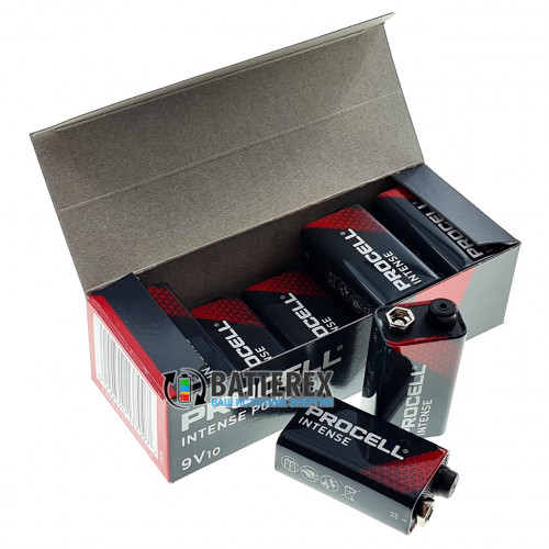 Батарейки щелочные Крона Duracell Procell Intense Alkaline 9V - упаковка 10 шт. - высокая токоотдача для мощных устройств
