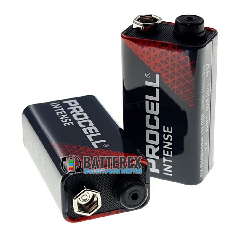 Щелочные Alkaline батарейки Крона Duracell Procell Intense 9V - упаковка 10 шт.