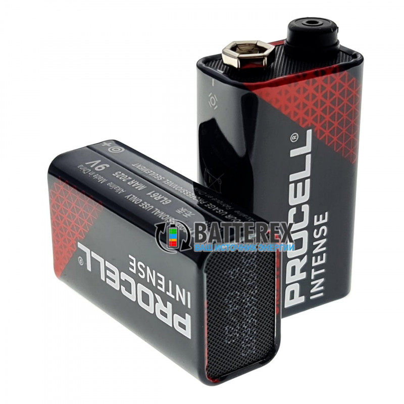 Щелочные Alkaline батарейки Крона Duracell Procell Intense 9V - упаковка 10 шт.