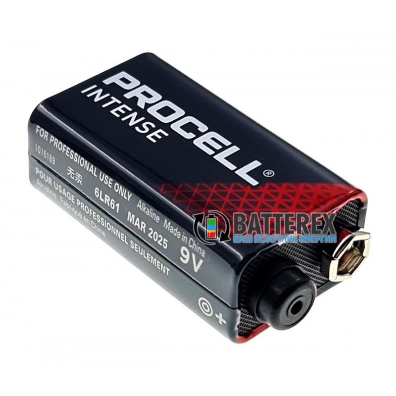 Щелочные Alkaline батарейки Крона Duracell Procell Intense 9V - упаковка 10 шт.