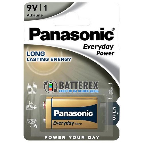 Батарейка щелочная Крона Panasonic Everyday Power Alkaline 9V 6F22 6LR61 
