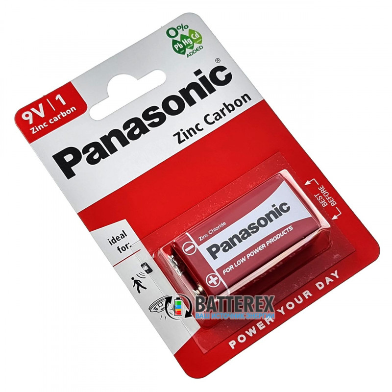 Батарейка солевая Крона 9V 6F22 Panasonic Zinc Carbon