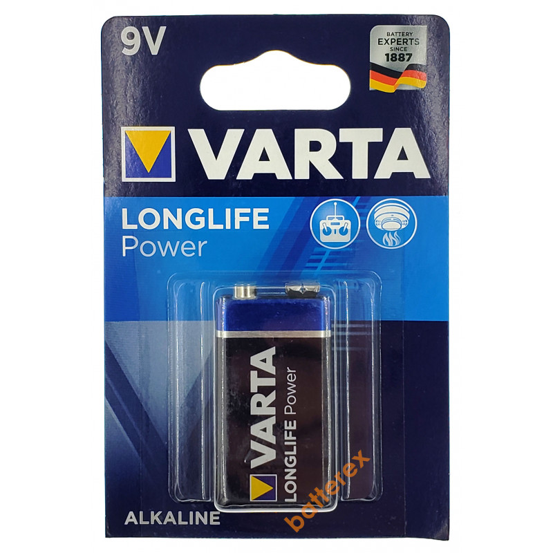 Батарейка Крона 9V 6F22 6LR61 Varta Alkaline Longlife Power лужна