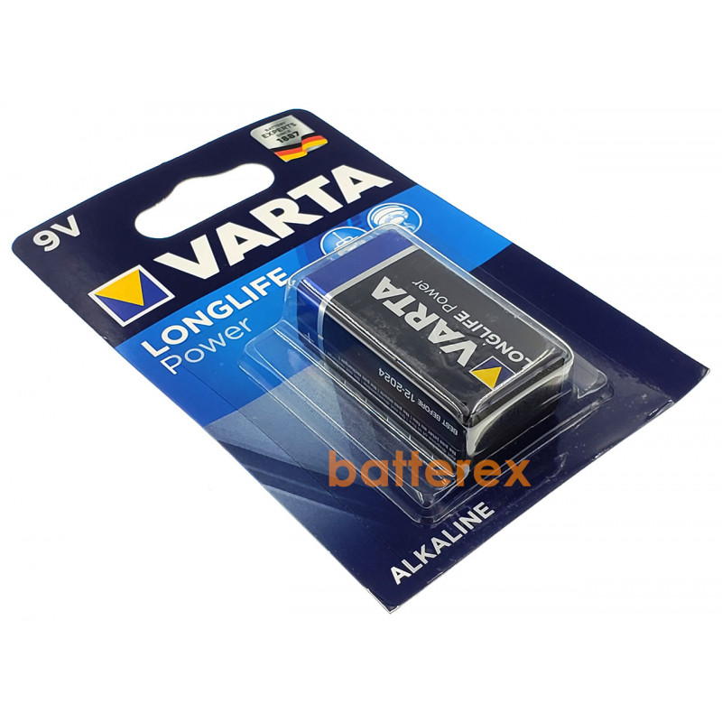 Батарейка Крона 9V 6F22 6LR61 Varta Alkaline Longlife Power лужна