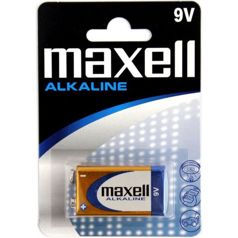 Батарейка лужна Крона 9V 6F22 6LR61 Maxell Alkaline