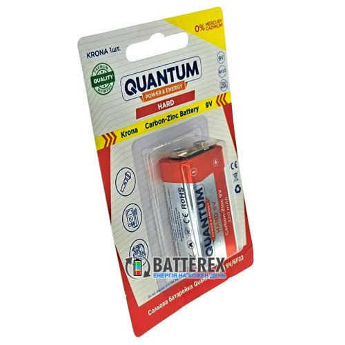 Батарейка солевая Крона Quantum HARD Zinc-Carbon 9V 6F22 320mAh 