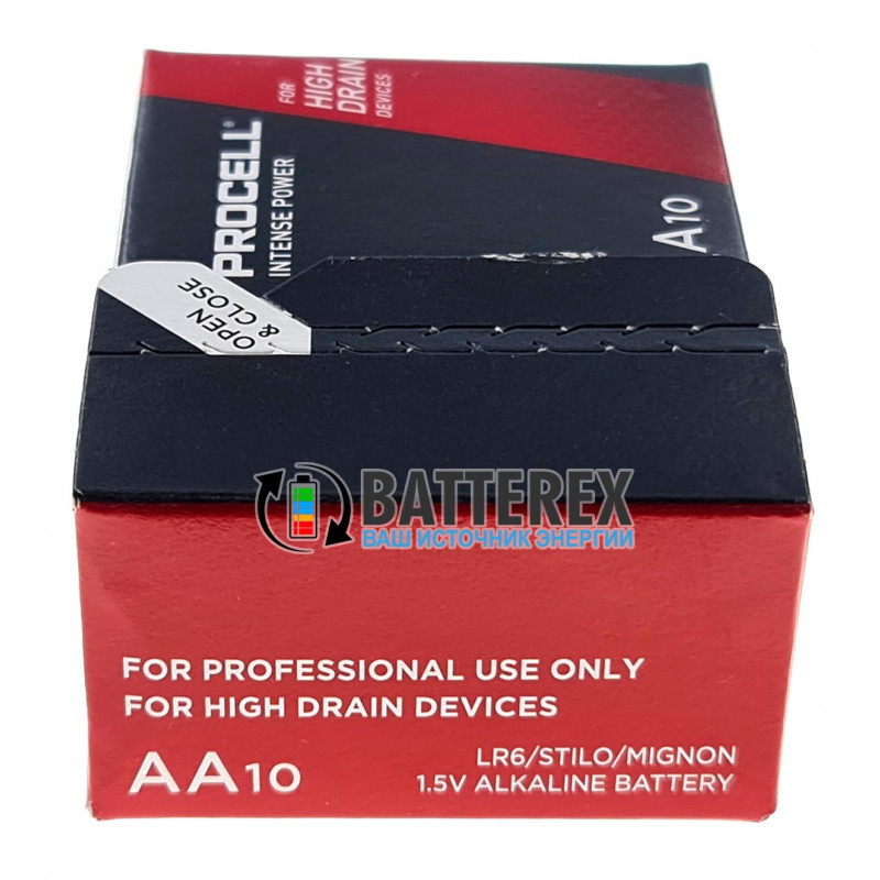 Батарейки пальчиковые АА Duracell Procell Intense Alkaline LR6 1.5V упаковка 10 шт.