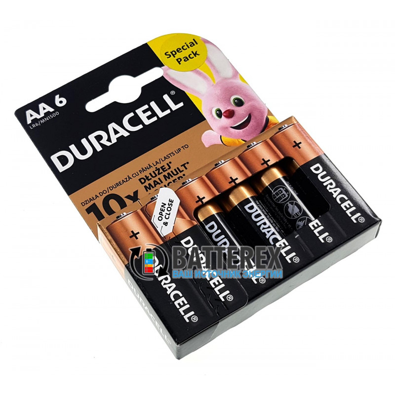 Батарейки АА Duracell Alkaline LR6 1.5V 6 шт. в блистере