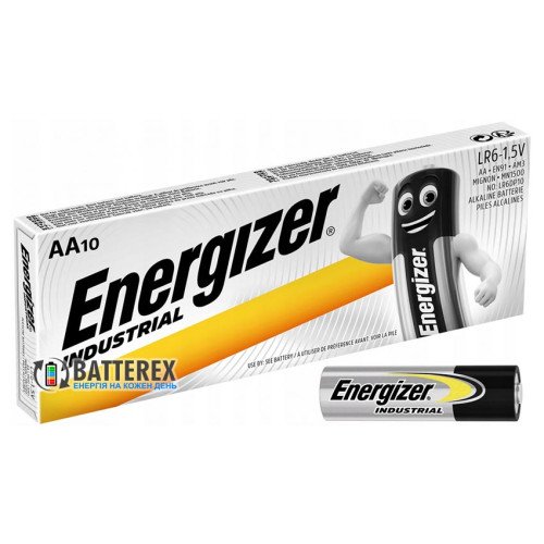 Батарейки щелочные АА Energizer Industrial Alkaline AA10 LR6 1.5V, упаковка 10 шт., оригинал