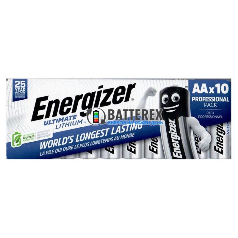 Батарейки літієві АА Energizer Ultimate Lithium L91 AA10 1.5V 3500mah, упаковка 10 шт.
