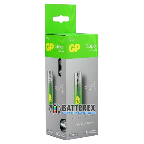 Батарейки щелочные AA GP Super Alkaline G-TECH LR6 1.5V, упаковка-диспенсер 40 шт.