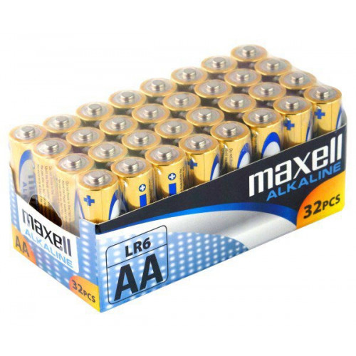 Батарейки щелочные АА Maxell Alkaline 1.5V LR6 - экономичная упаковка 32 шт.