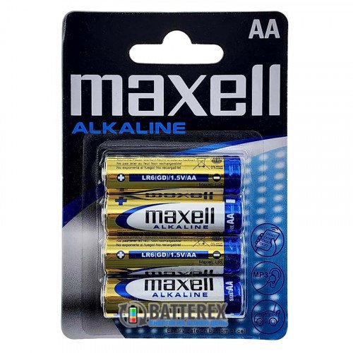 Батарейки щелочные АА Maxell Alkaline 1.5V LR6, упаковка 4 шт.