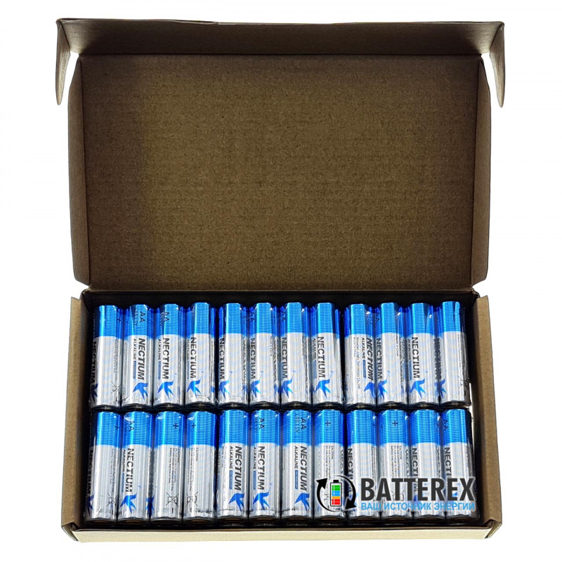 Батарейки АА LR6 Alkaline Nectium Golden 1.5V з позолоченим контактом мінус для кращої струмовіддачі - упаковка 48 шт