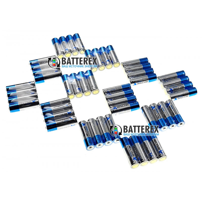Батарейки АА LR6 Alkaline Nectium Golden 1.5V з позолоченим контактом мінус для кращої струмовіддачі - упаковка 48 шт