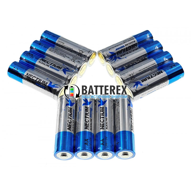 Батарейки АА LR6 Alkaline Nectium Golden 1.5V з позолоченим контактом мінус для кращої струмовіддачі - упаковка 48 шт